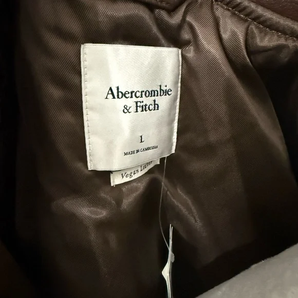 Abercrombie & Fitch Dark Brown Vegan Leather Jacket - Picture 5 of 12
